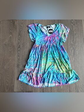Exotica Mermaid Jag Slinky to Touch Baby Doll V Neck Tiered Mini Dress Size XS
